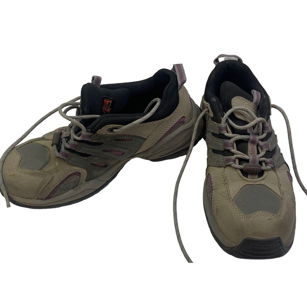 WORX Women Steel Toe Shoes Size 7 Gray Purple Red‎ Work Hiking Sneakers